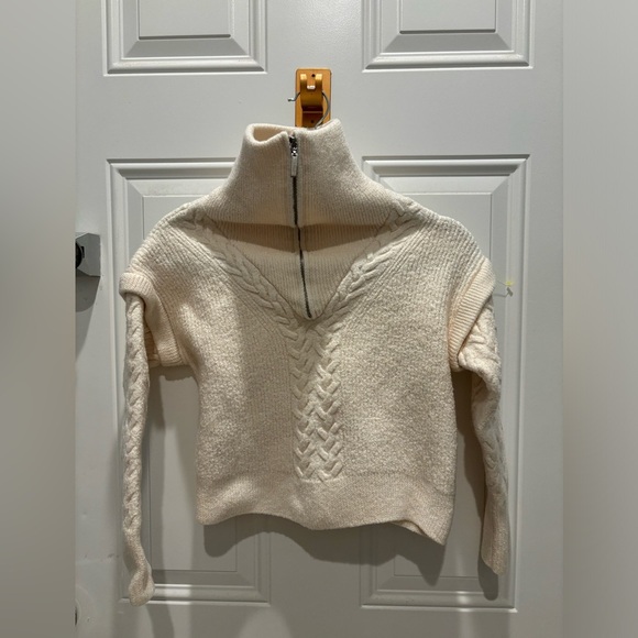 La Ligne Bastien Cable Knit Merino Wool Pullover Sweater Cream Ivory Size small - Picture 2 of 5